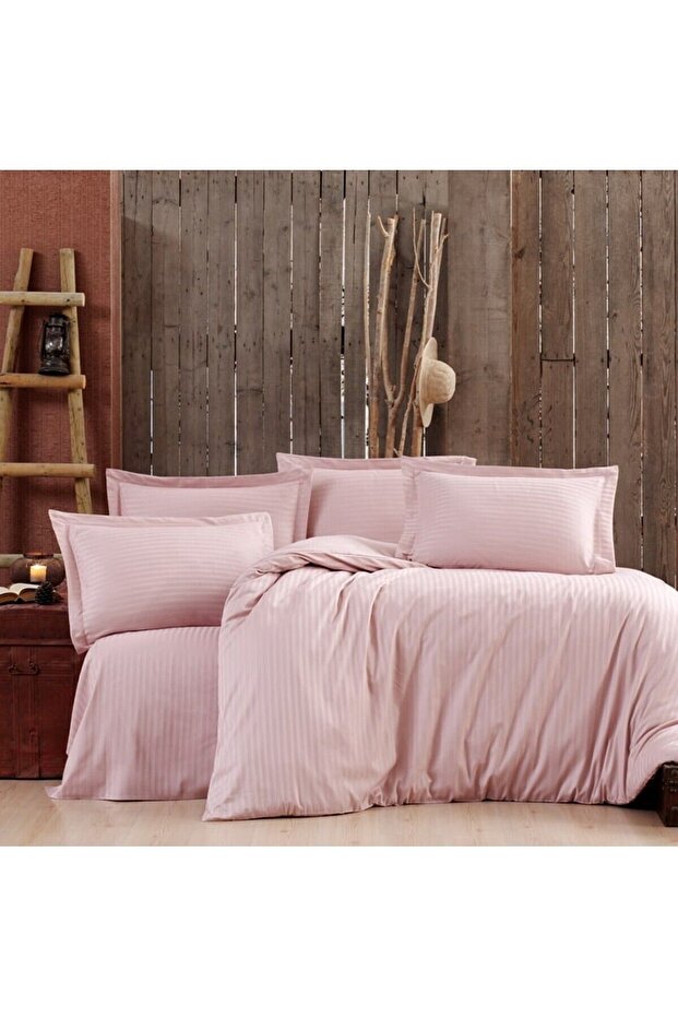 Cotton Hotel Series (With Elastic Sheet) Striped Double Duvet Cover Set