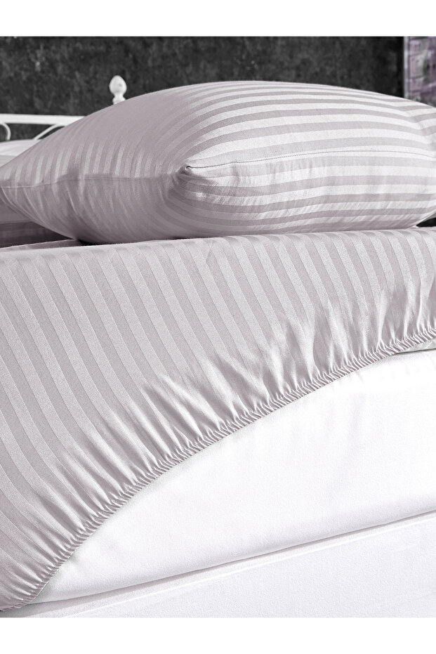 Cotton 180x200 Double Striped Elastic Sheet Set