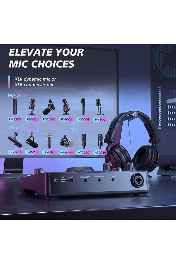 MaonoCaster AMC2 Profesyonel Ses Mikseri, Bluetooth, 48V Fantom Besleme, Podcast ve Canlı Yayın İçin - 5