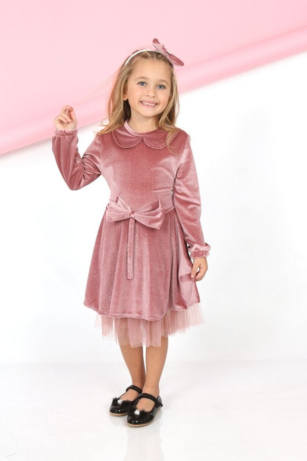 Girl's Velvet Buckle Dress