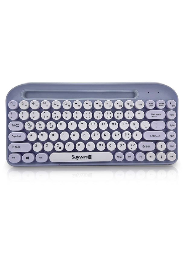 Bluetooth Klavye Renkli Retro Kablosuz Klavye Daktilo Görünümlü Tuş Tasarımı Pilli Klavye SW-05 - 1