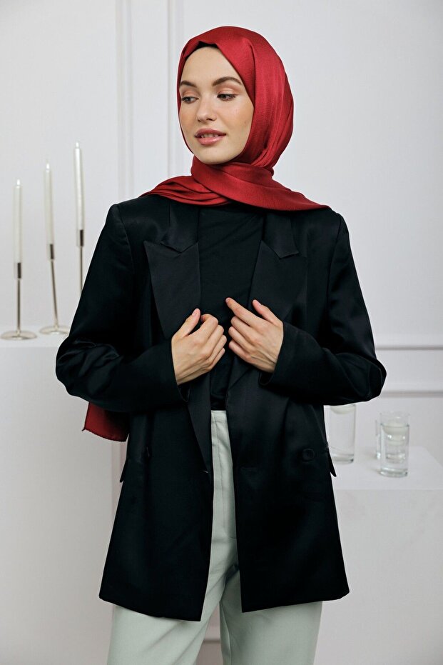 Devore Saten Serisi Şal Bordo - 3