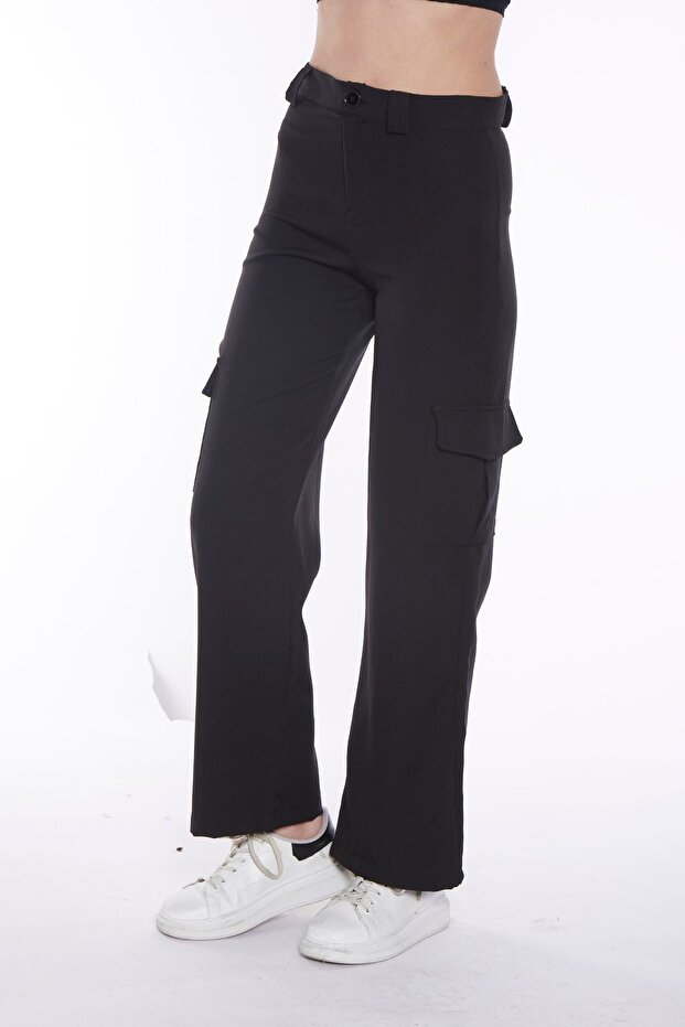 Siyah Cepli Kargo Pantolon - 2