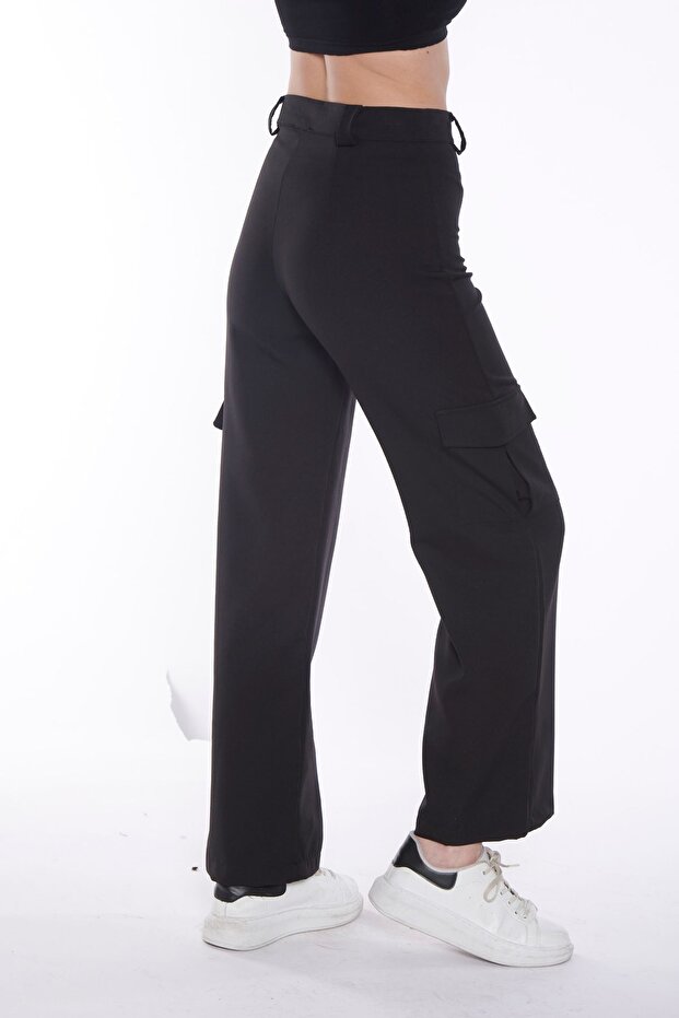 Siyah Cepli Kargo Pantolon - 4