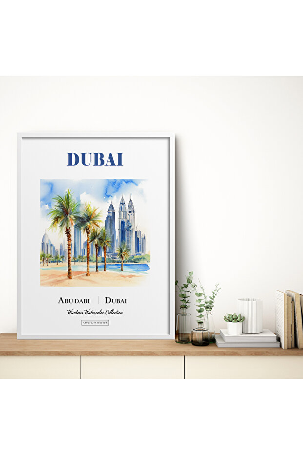 Single Framed Painting Watercolor Series Dubai, Abu Dhabi Poster Painting Tk/443