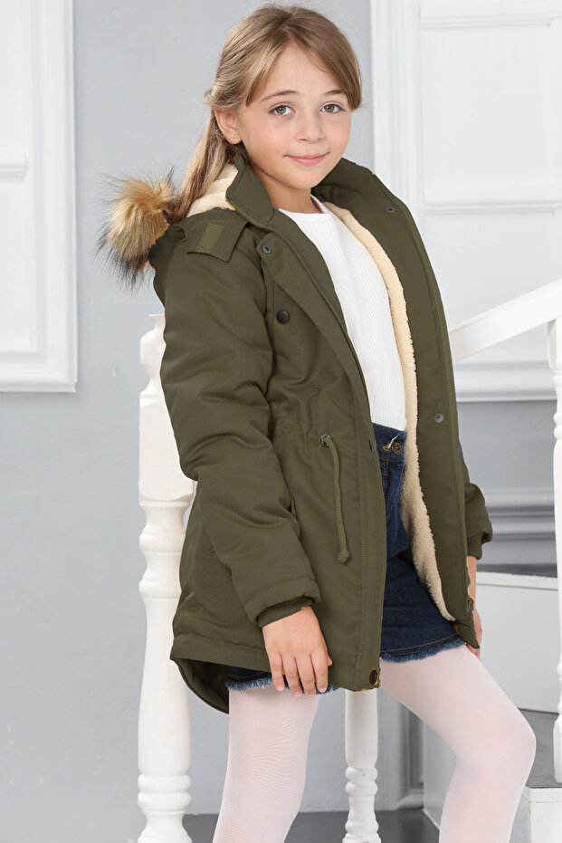 Girl's Removable Hooded Waterproof Down Coat