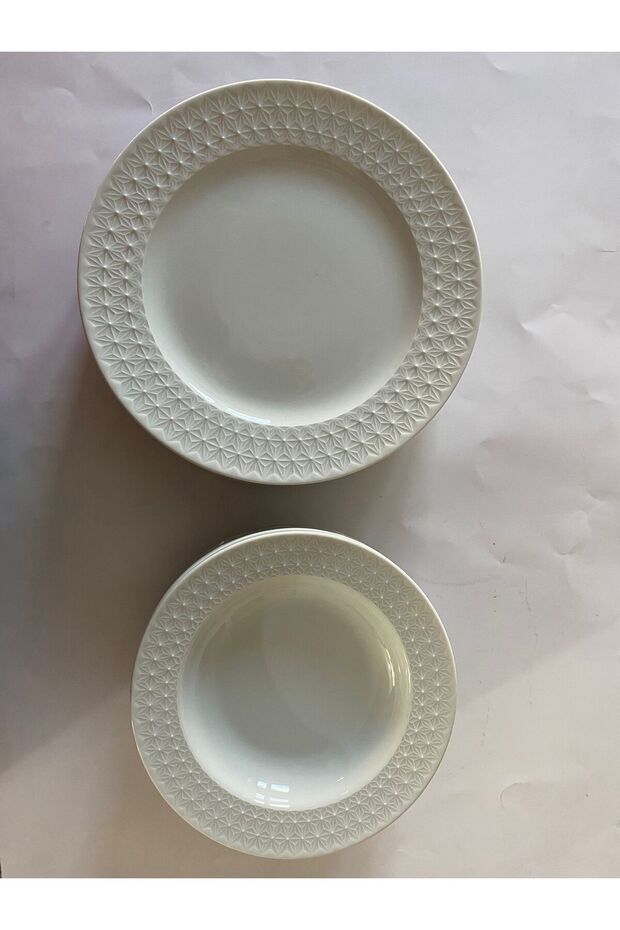 6 Adet Porselen Yemek Tabağı + 6 Adet Servis Tabağı - 2