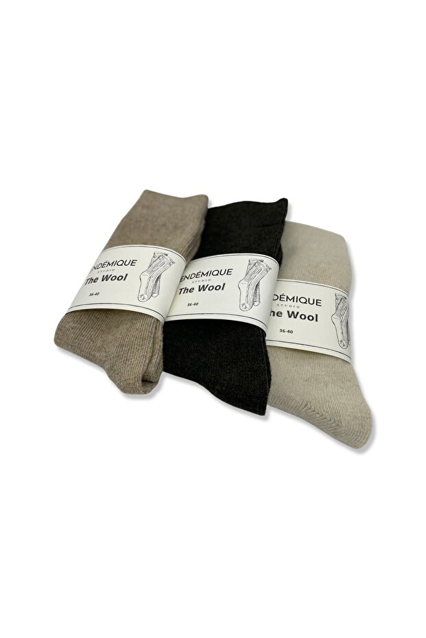 Endémique Studio The Wool Plain Charcoal-Kadın Çorap - 3