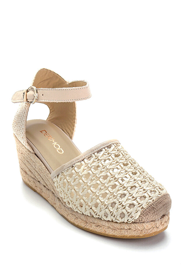 Kadın Deri Dolgu Topuklu Espadril - 2
