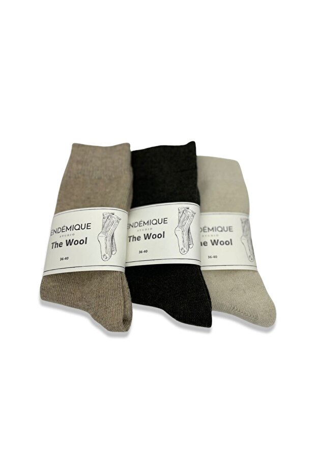 Endémique Studio The Wool Plain Black-Kadın Çorap - 4