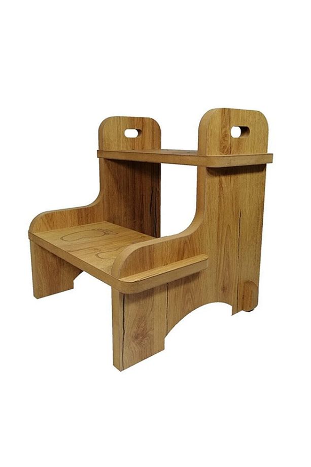 Montessori Ahşap Basamak Tabure Çocuk Banyo Wc Lavabo Merdiven Yükseltici Eğitici - 2