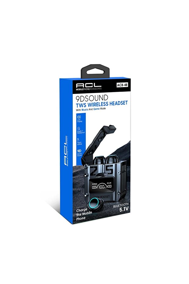 ACB-48 9D/LCD Göstergeli 5.1V Oyuncu Bluetooth Kulaklık - 2