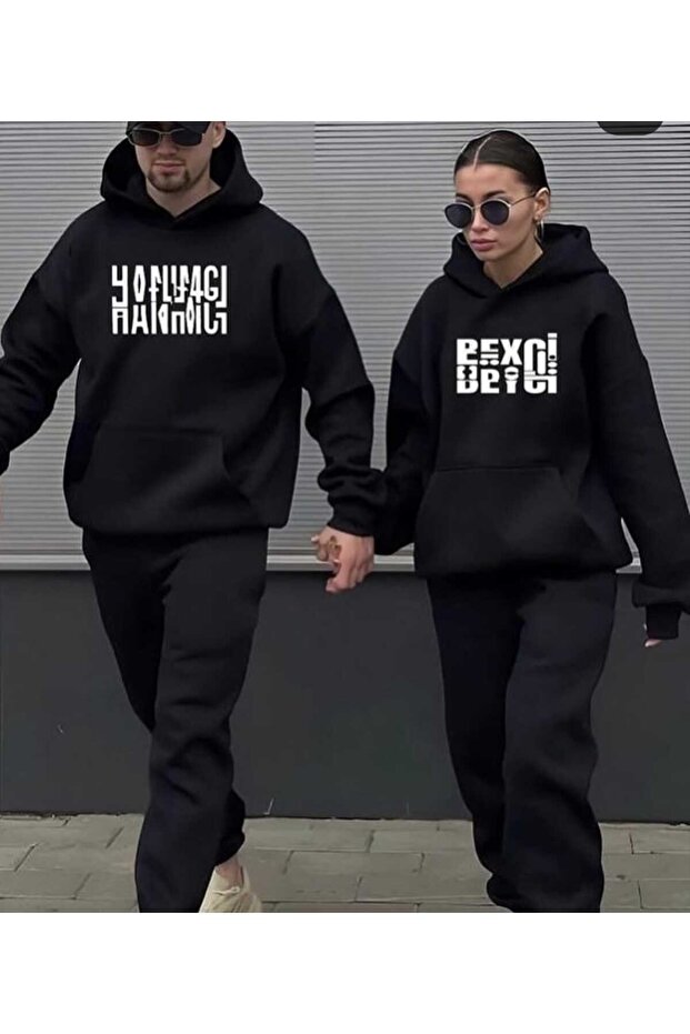Lover Combo - 2-Piece Printed Oversize Tracksuit Set, Hooded Boyfirend