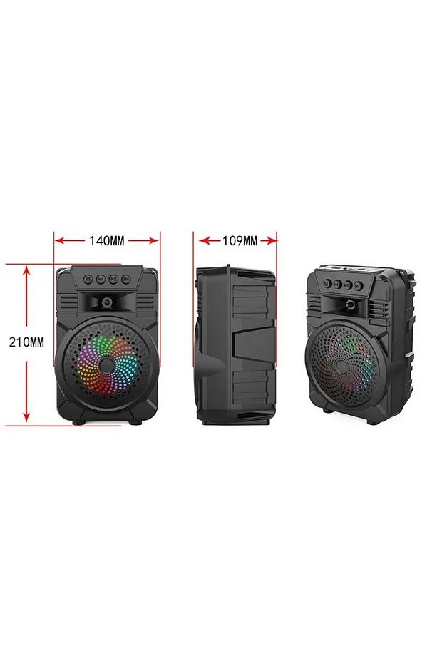 ZQS1431 Rgb Ledli FM Radyolu USB ve Mikrofon Girişli 4 İnç 8W Bluetooth Hoparlör - 5