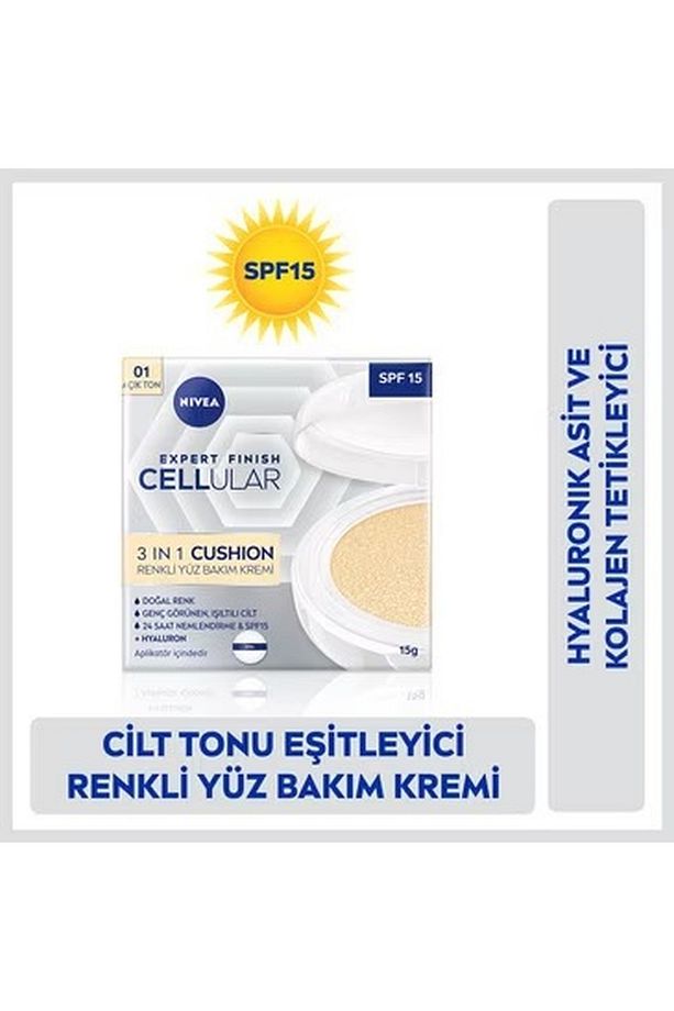 Cellular Expert Finish 3in1 Cushion Renkli Açık Ton Yüz Bakım Kremi 01 -15 ml - 1