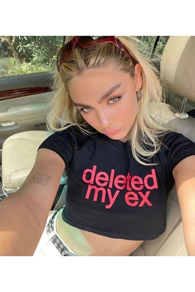 Y2k Deleted My Ex Printed Half t-shirt Cropped Blouse