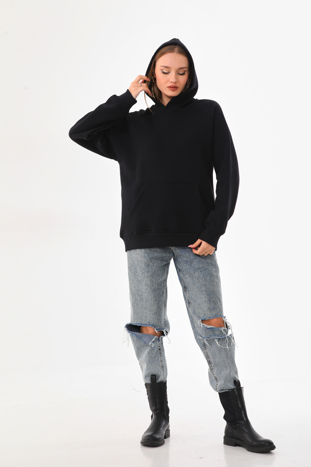 Kapüşonlu Oversize Sweatshirt - 2