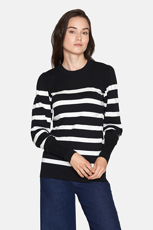 Pullover-Damen/Mädchen-Schwarz/Creme - 1