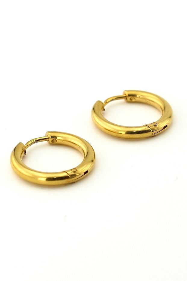 Yellow Stainless Steel Round Design Hoop Steel Earrings E761