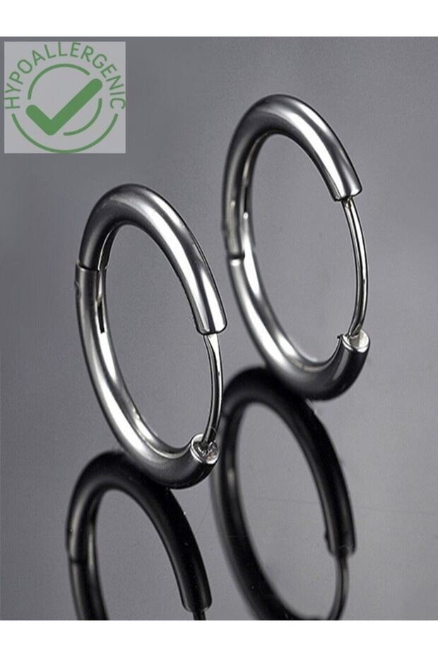 316l Stainless Tarnish Resistant Surgical Steel 10mm Unisex Hoop Earring (SILVER COLOR)