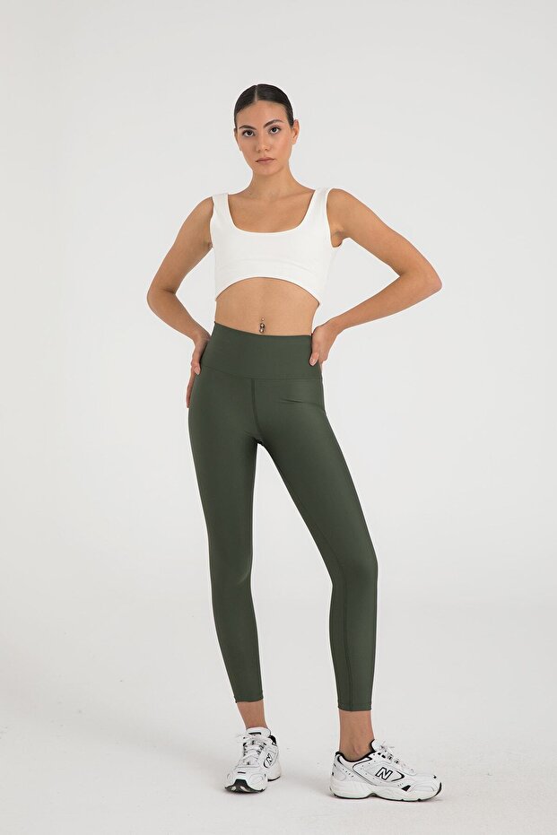 High Waist Extra Supportive Sports Leggings Khaki