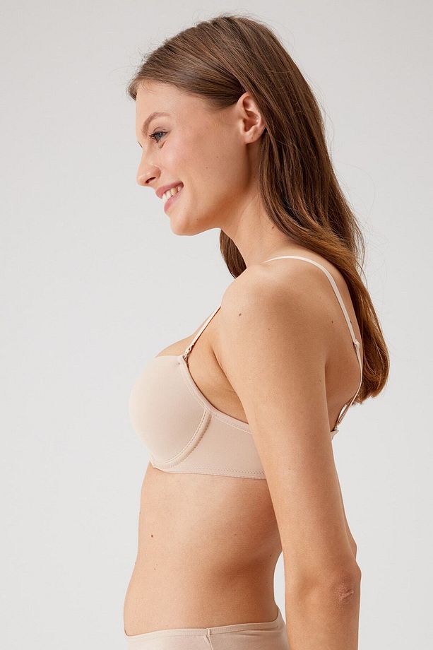Kadın Ten 6045 Milan Push Up Dolgulu Micro Sütyen (TAK - ÇIKAR ASKILI) - 3