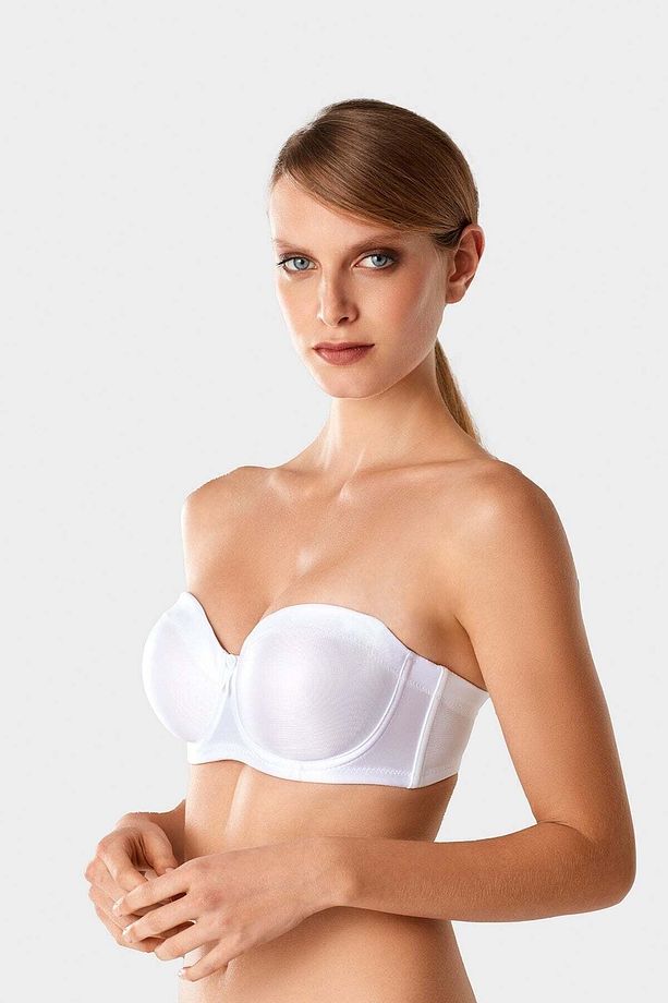 Kadın Beyaz 7031 Balenli Straplez Toparlayıcı Minimizer Sütyen - 1