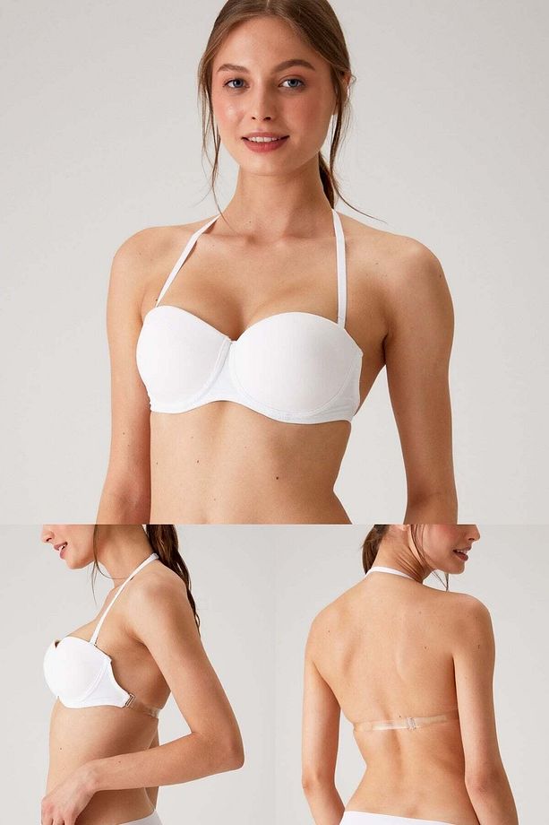 6027 Beyaz Pisa Push Up Straplez Multi Function Mikro Sütyen Askı Hediyeli - 3