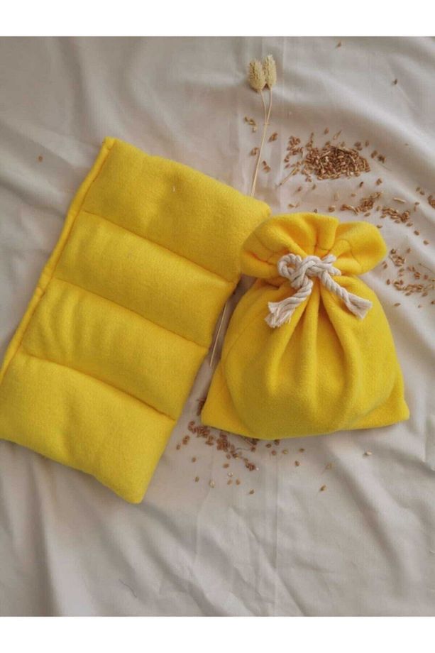 Organik Buğday Içerikli Isı Torbası Dikdörtgen Polar Kumaş Yılbaşı Temalı Sarı Renkli 45x20 Cm - 1