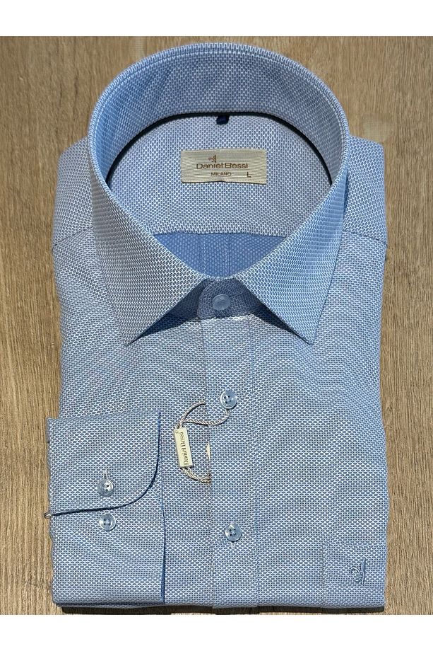 Uzun Kollu Regular Fit Mikro Desenli Tek Cepli Klasik Casual Erkek Gömlek - 1
