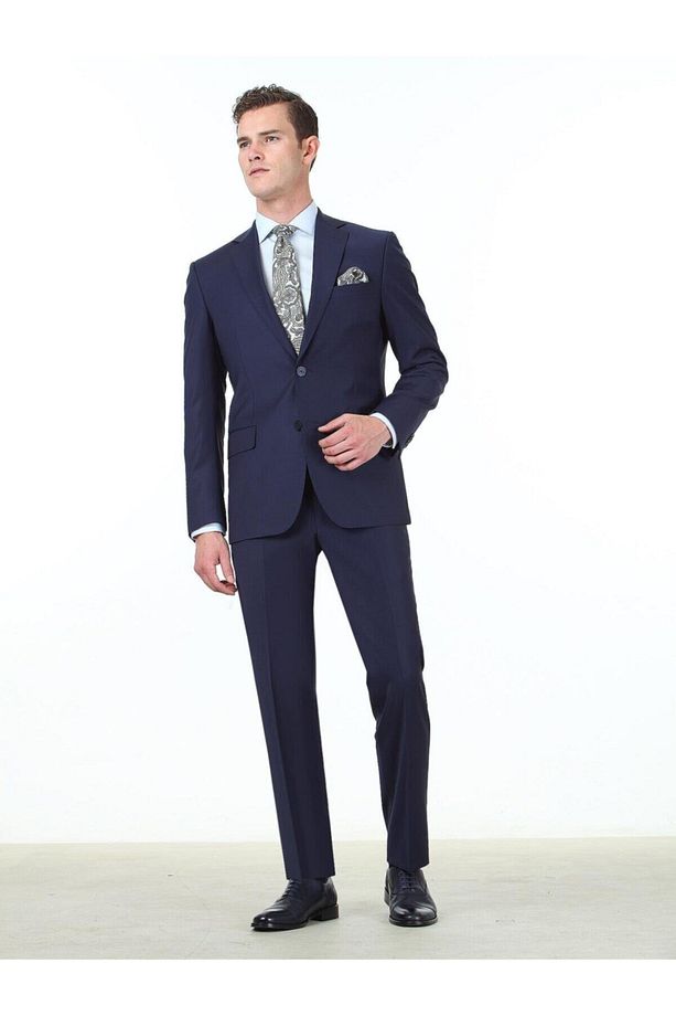 Saks Mavisi 4 Drop Regular Fit (RAHAT KALIP) Dokuma Takım Elbise - 2