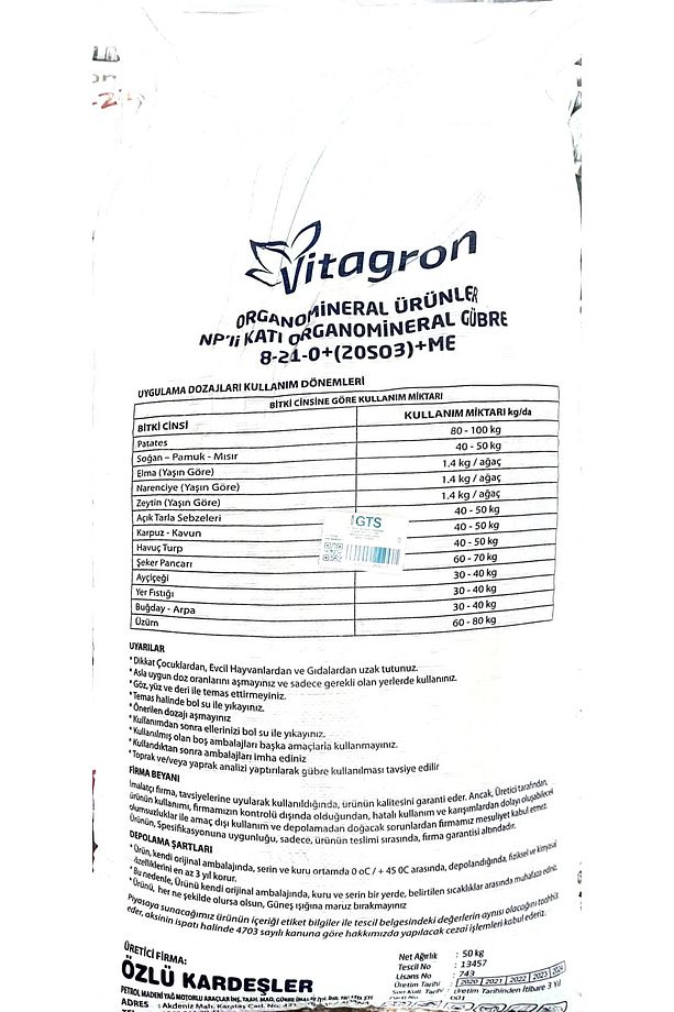 8-21-0+ (20SO3)+ME Leonardit Kompoze Taban Gübresi 2 KG - 2