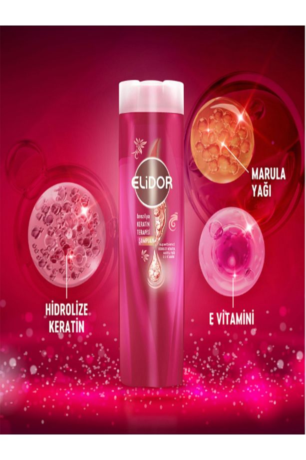 ELİDOR BREZİLYA KERATİN TERAPİ ŞAMPUAN HİDROLİZE KERATİN,MARULA YAĞI VE E VİT 400 ML 3 ADET - 3