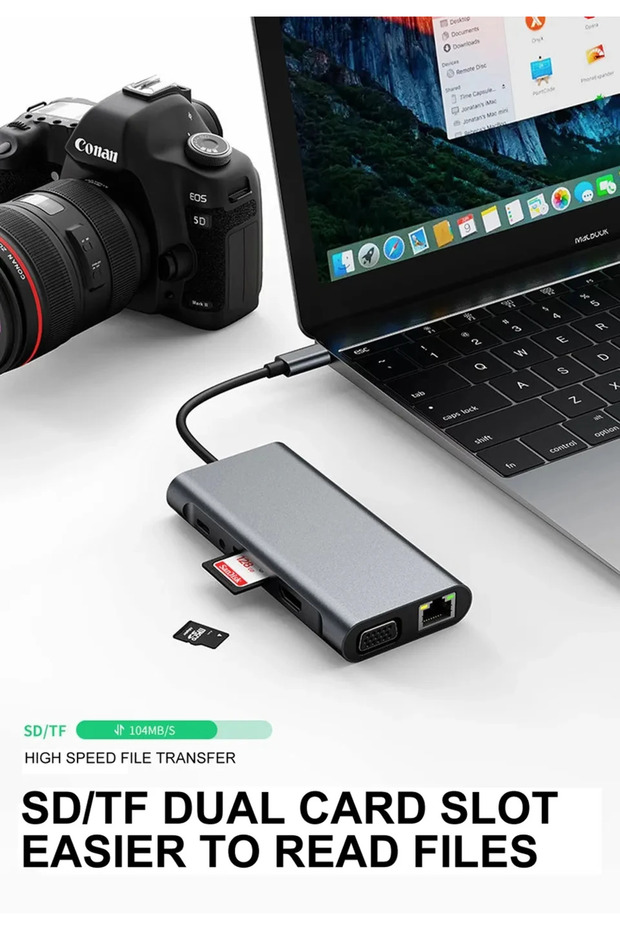 Macbook Uyumlu 11-in-1 tip-c USB 3.0 Hub 4K HDMI VGA PD RJ45 Adaptörü Çoklayıcı Çoğaltıcı - 4