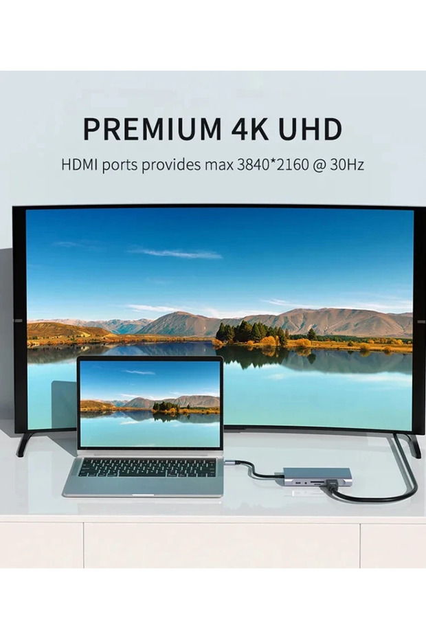 Macbook Uyumlu 11-in-1 tip-c USB 3.0 Hub 4K HDMI VGA PD RJ45 Adaptörü Çoklayıcı Çoğaltıcı - 6