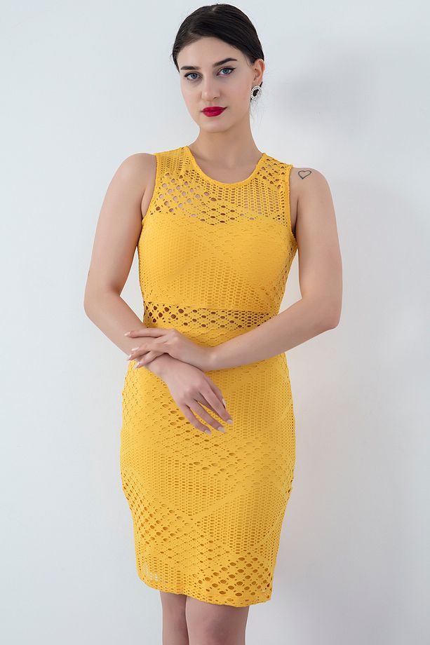 Tam 13276 Dantel Kısa Elbise - 4