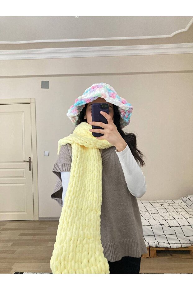 El Örgüsü Puffy Atkı Şal - 3