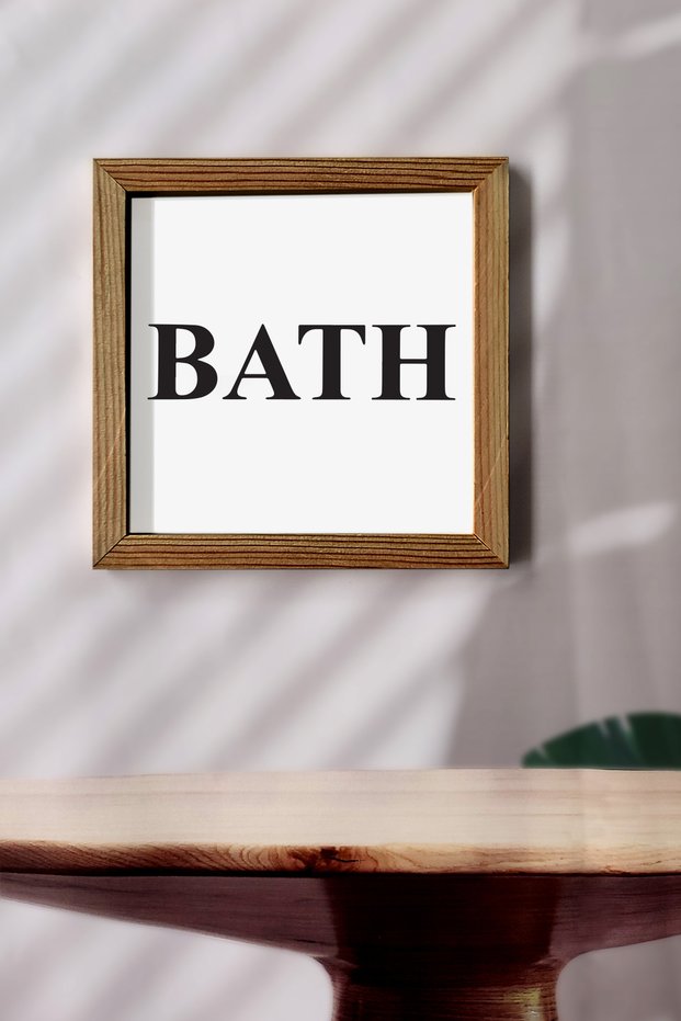 Bath, Bathroom Written Wooden Framed Painting