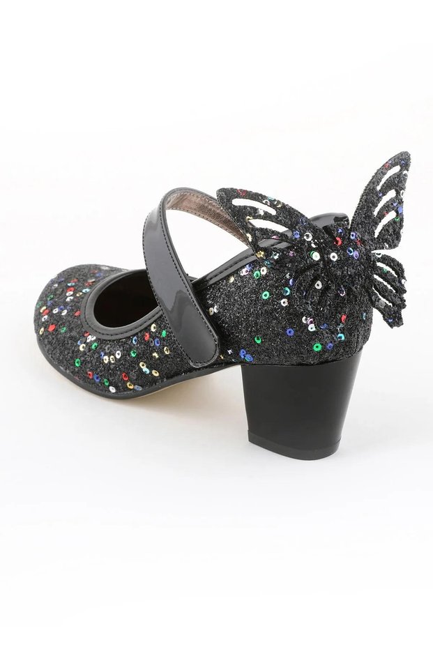 Very Light, Very Comfortable Stoned Butterfly Detailed Girl's Heeled Shoes
