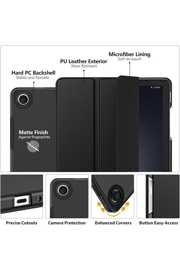 Samsung Galaxy Tab A9 Plus Kılıf 11 inç Sm-X210 Tablet Kılıfı Akıllı Uyku Modlu Şeffaf Cam+Kalem Set - 2