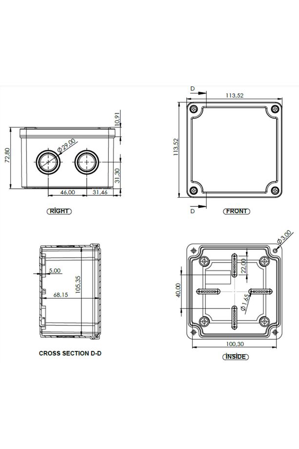 Sıva Üstü Kare Buat Kutu 110x110x72- 1 Adet - 5