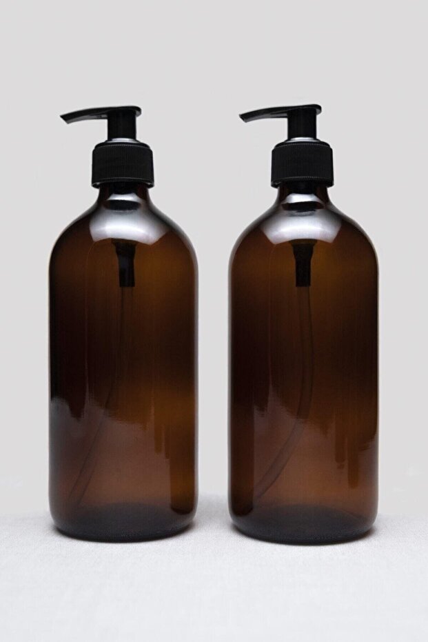 (500ml) Glass Liquid Soap Dispenser Amber
