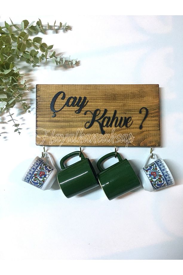 Bi Kahve Fincan Askılığı Masif Ağaç Muftak Askısı 12x25 Cm Kahve Köşesi Askılık - 1