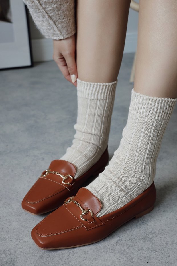 Manifest Blunt Toe Flat Sole Buckle Tan Brown Loafer Ballerinas Comfortable Women's Daily Shoes