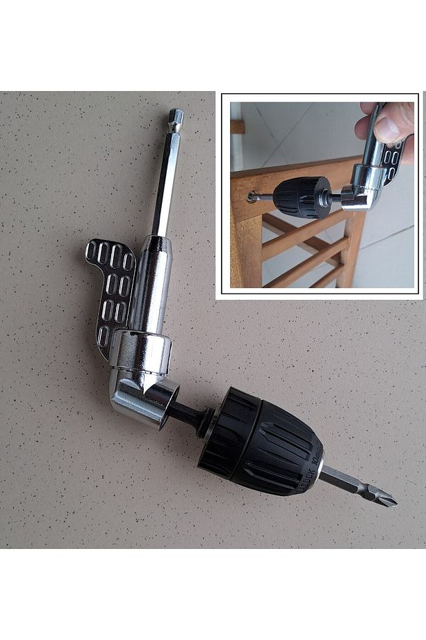 Mandrenli Köşe Vidalama Delme Kör Nokta Aparatı 1/4 Hex Matkap Vidalama Adaptörü Altıgen Saplı 3lü - 3