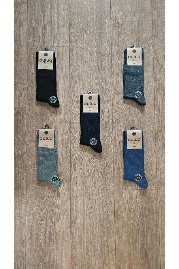 AYTUĞ WINTER GROUP 5 PAIRS MEN'S BAMBOO COTTON FLAT COLOR SOCKET SOCKS - 24400