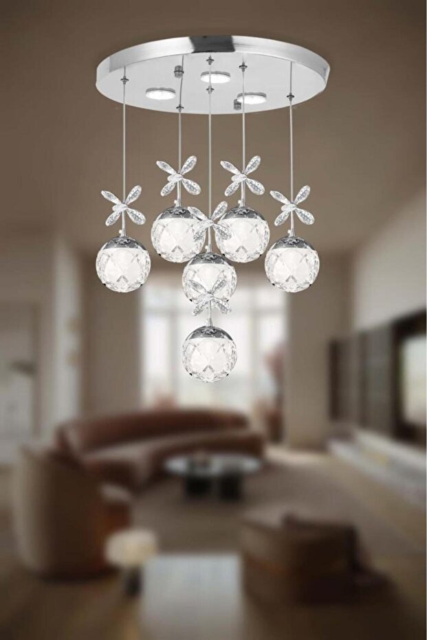 2560-5+1 6 Li Krom Led Avize - 2