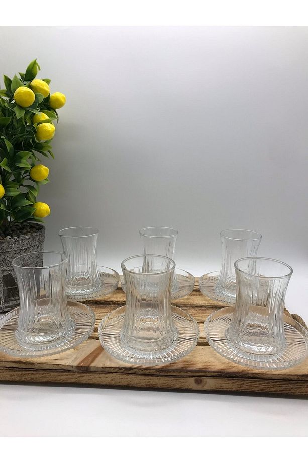 Linea Model Çay Takımı 12 Parça-6 Adet Linea Model Çay Tabağı 6 Adet Paşabahçe Elsyia Çay Bardağı - 5