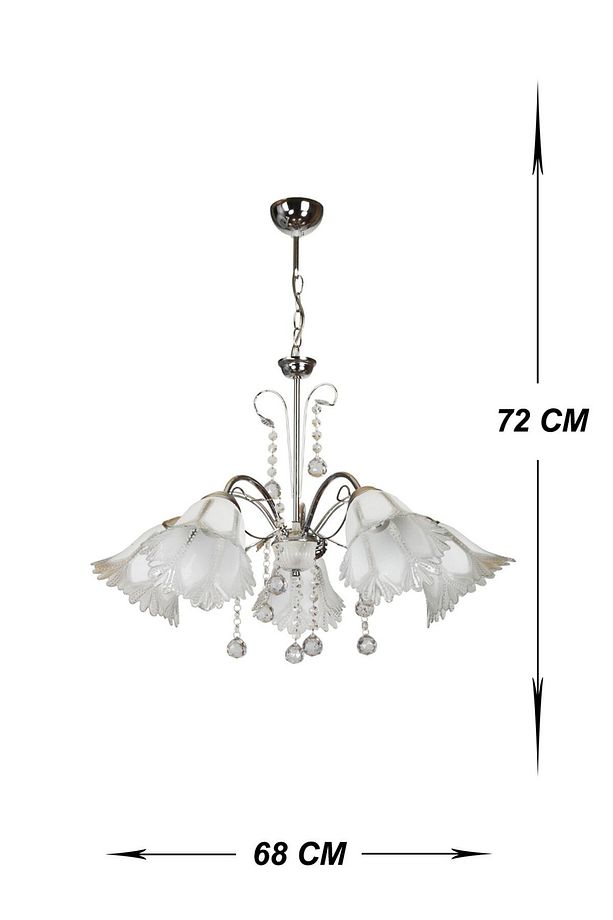 Aydınlatma Lüle 5 Li Ct Krom Savurma Camlı Avize - 2