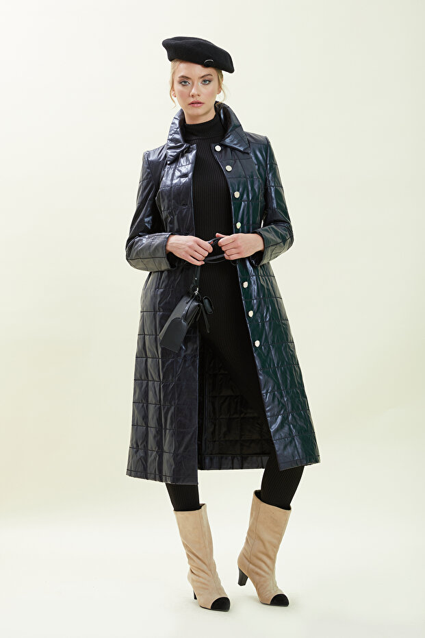 Lacivert Kapitone Kaban - 1